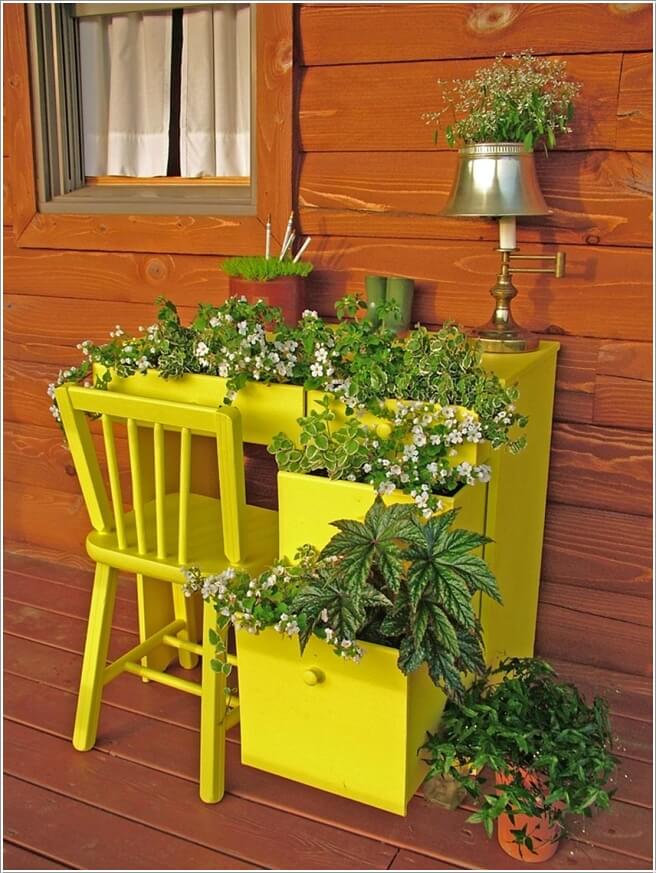 Cool and Creative Recycled Furniture Planter Ideas 10