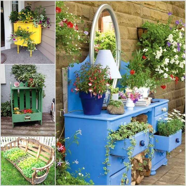 Cool and Creative Recycled Furniture Planter Ideas a