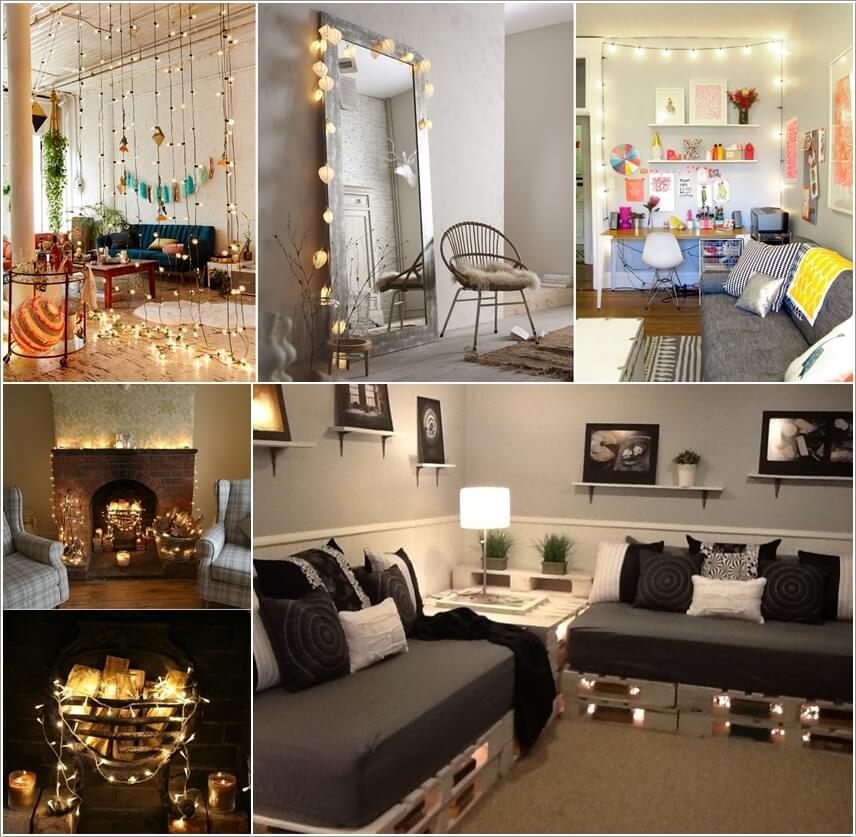 Decorate Your Living Room with String Lights a
