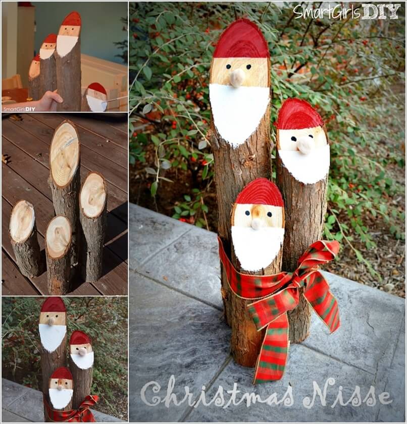 wood yule log decoration ideas - how about making log christmas decorations