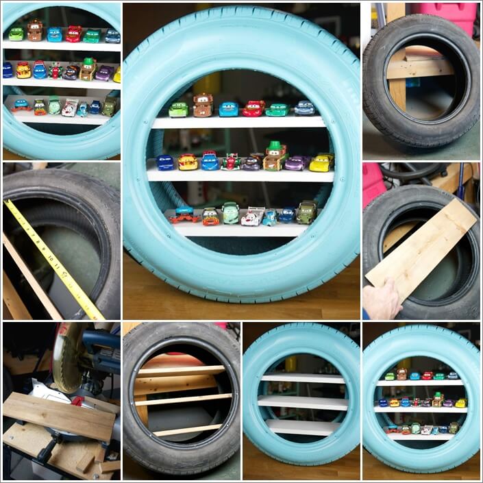 Make Toy Shelves from an Old Tire 1