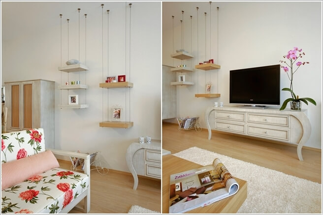 10 Cool Ways to Decorate with Suspended Shelves 5