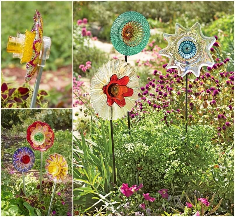 10 Creative Flower Crafts for Garden Made from Recycled Materials 6
