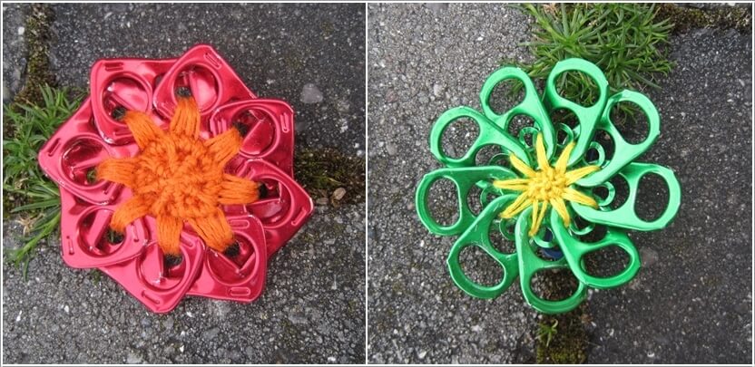 10 Creative Flower Crafts for Garden Made from Recycled Materials 9