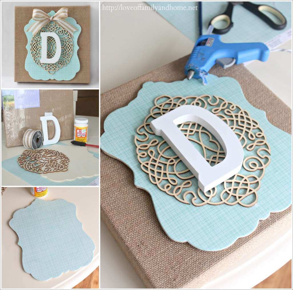 Try This Classy Burlap Monogram Wall Art 1