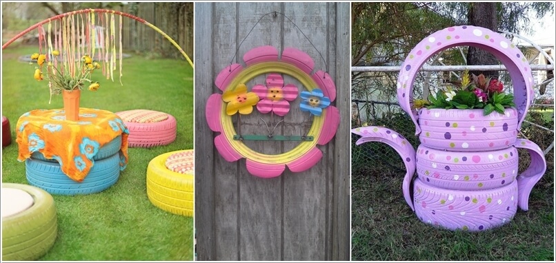 10 Colorful Garden Crafts to Make from Old Tires a