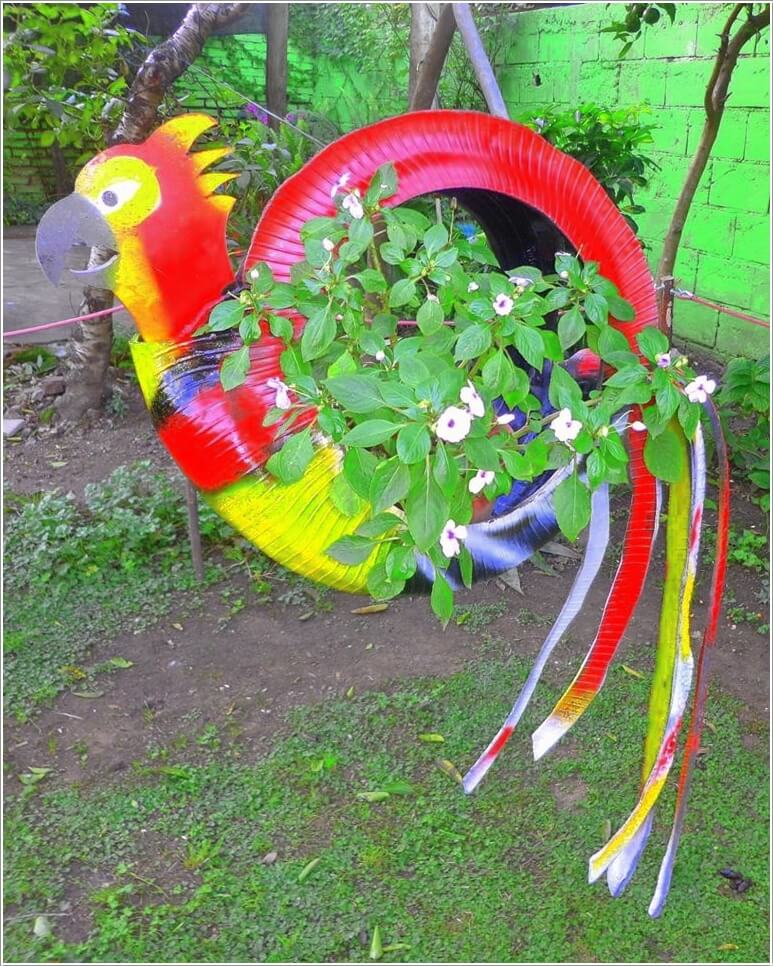 10 Colorful Garden Crafts to Make from Old Tires 3