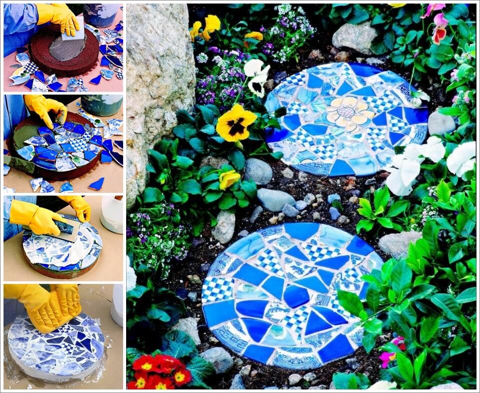 beautiful Broken China Mosaic Stepping Stones Tutorial 1