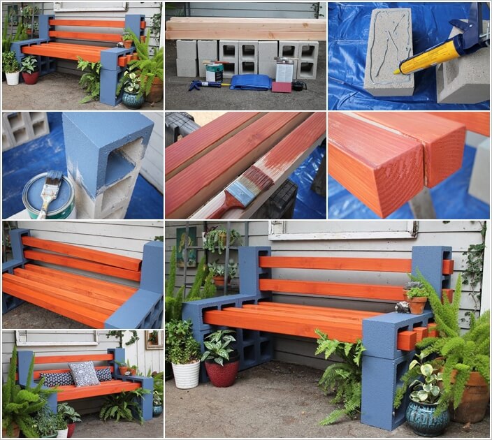 Make This Beauteous Outdoor Bench with Cinder Blocks 1