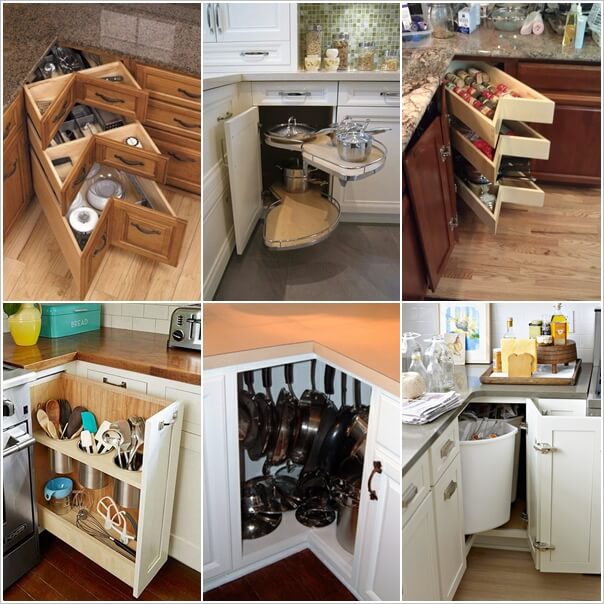 clever kitchen corner cabinet storage and organization ideas