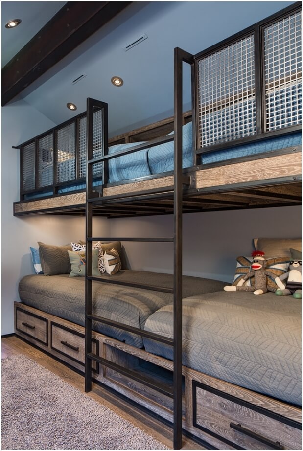 10 Cool Built In Bunk Bed Rail Ideas, Bunk Beds With Side Rail