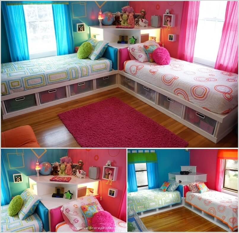 kids room with 2 beds