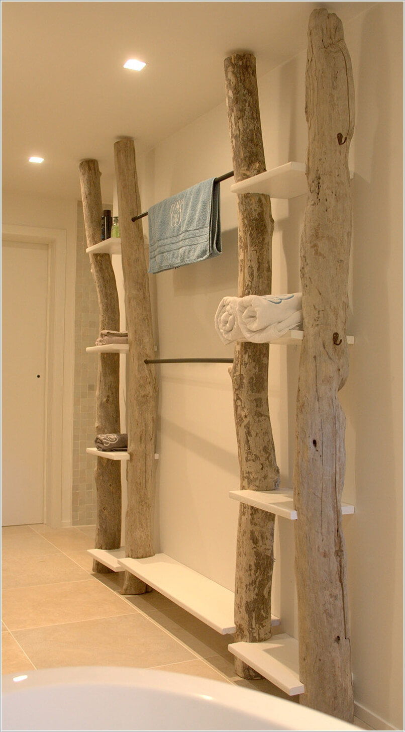 Create Wall Storage In Your Bathroom, Driftwood Shelving Unit