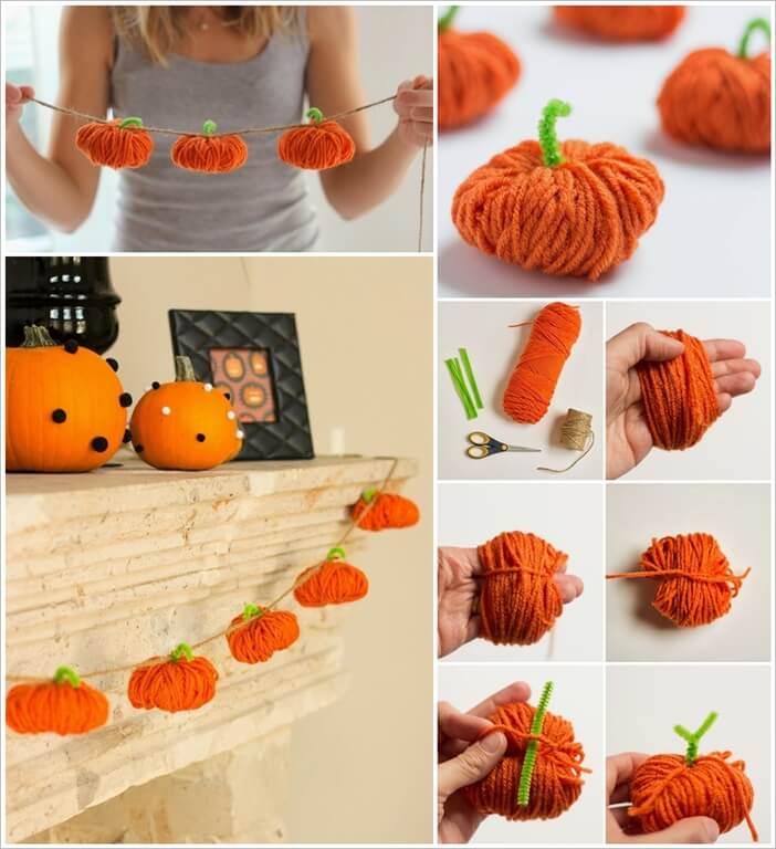 Thanksgiving diys with ornge yarn