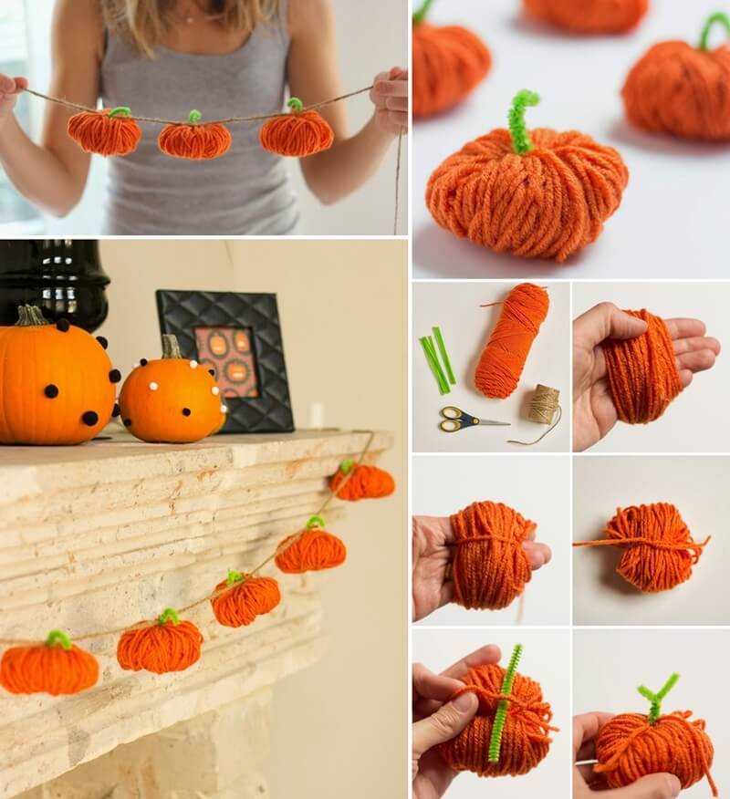 This Yarn Pumpkin Garland is Easy and Adorable
