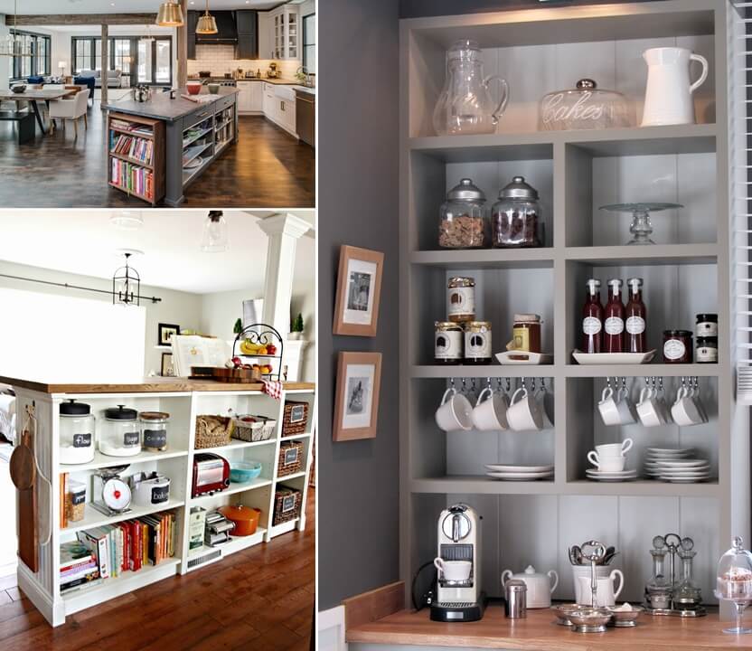 Minimalist Kitchen Bookcase for Large Space
