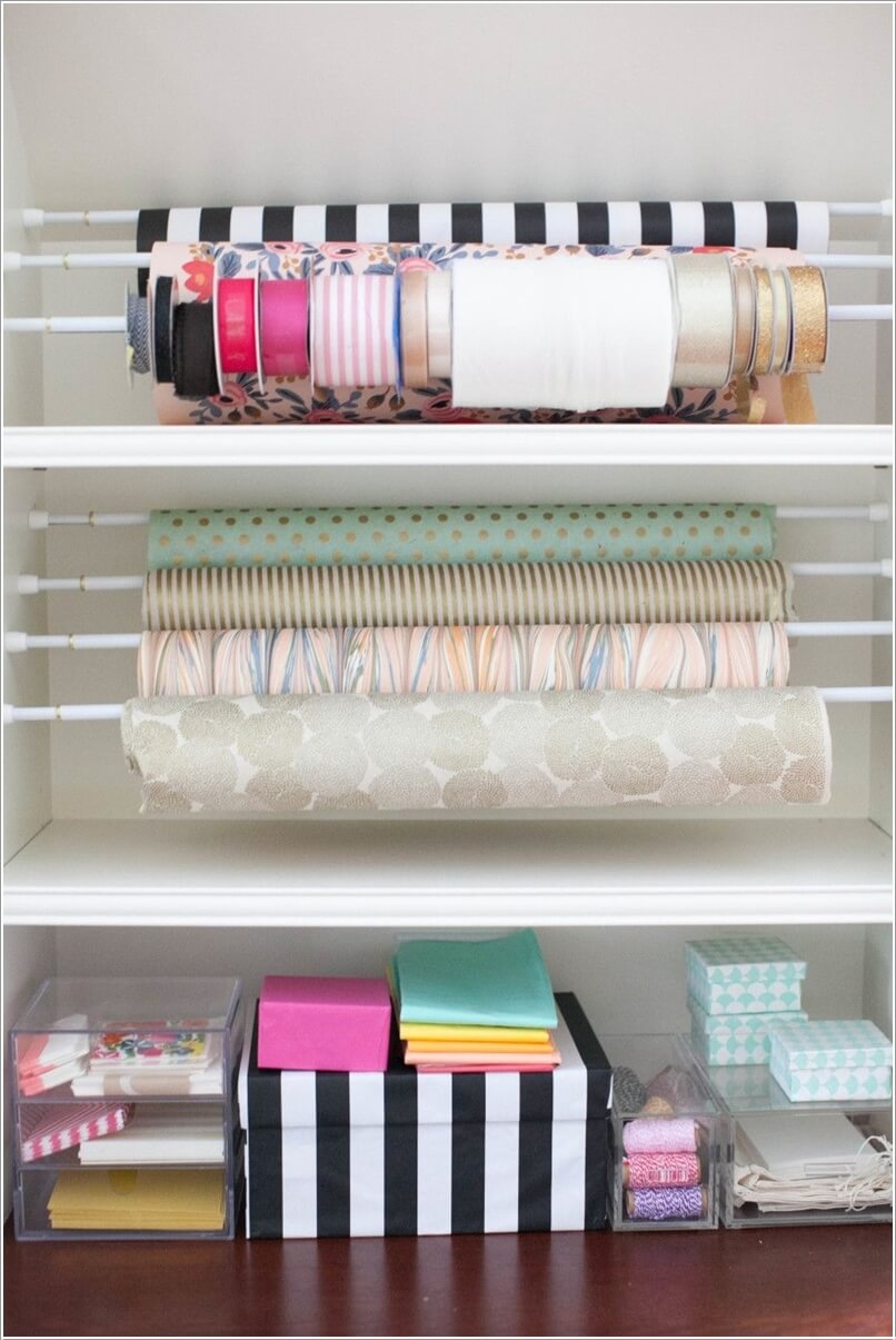 Gift Wrap Storage Ideas 