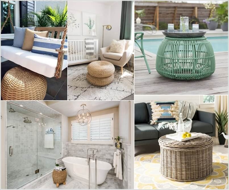 Decorate with Wicker Poufs 