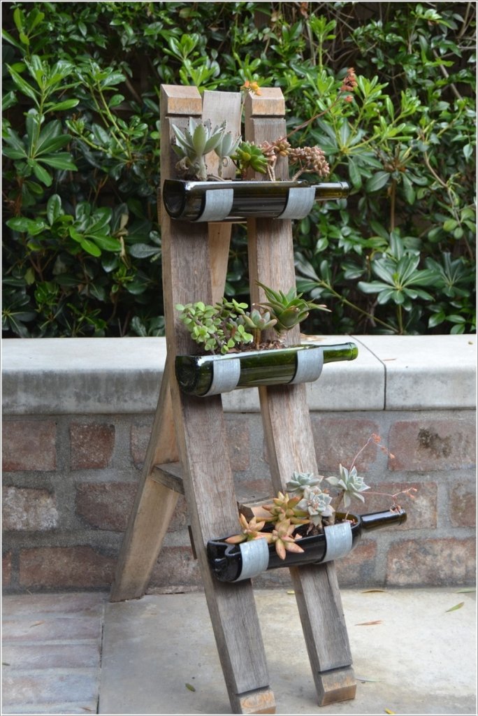 DIY Wine Bottle Garden Decor Ideas