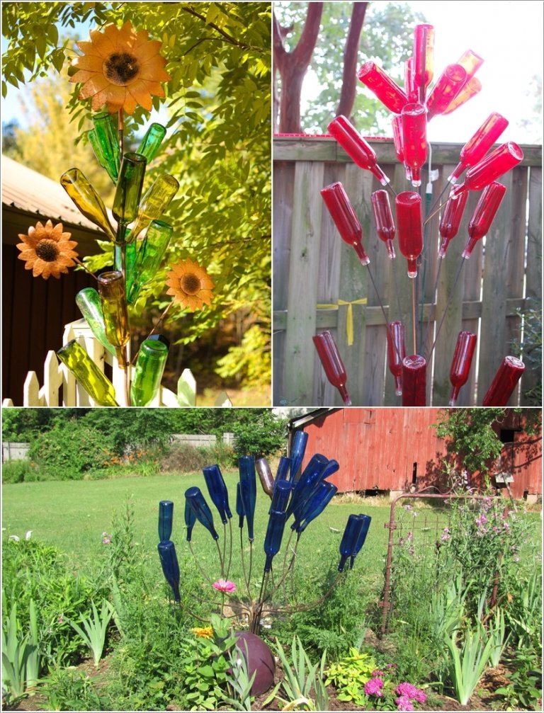 13 DIY Wine Bottle Garden Decor Ideas