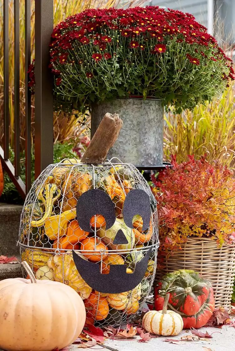 Wire Basket Pumpkin 