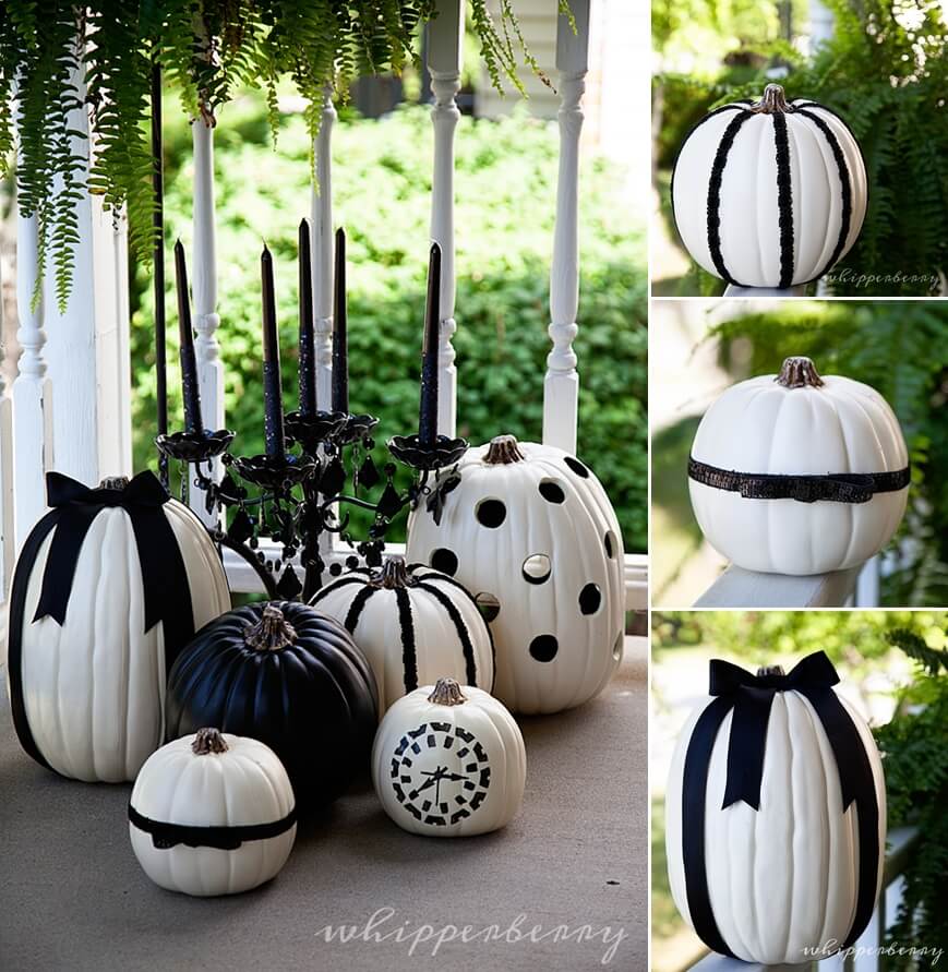 black and white halloween pumpkins