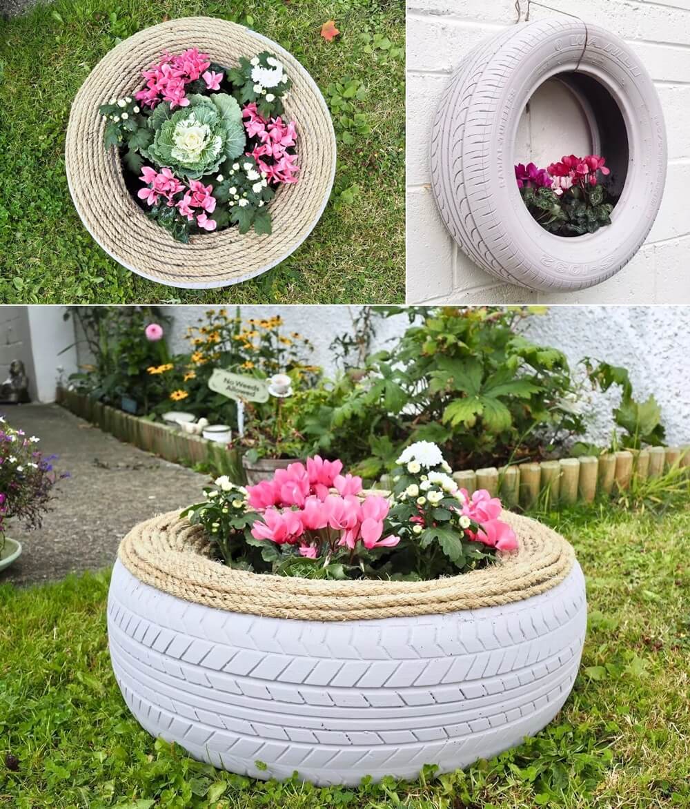tire flower planter