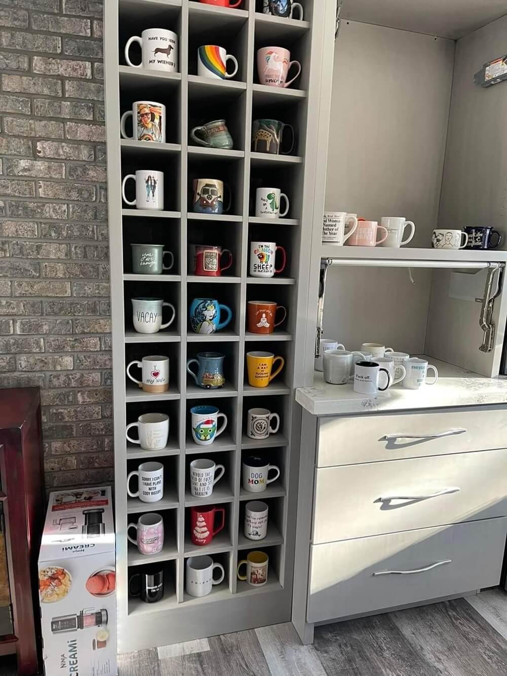 Floor to Ceiling Cubbyhole Mug Storage Unit