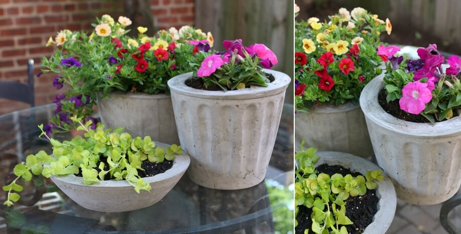 concrete flower pots