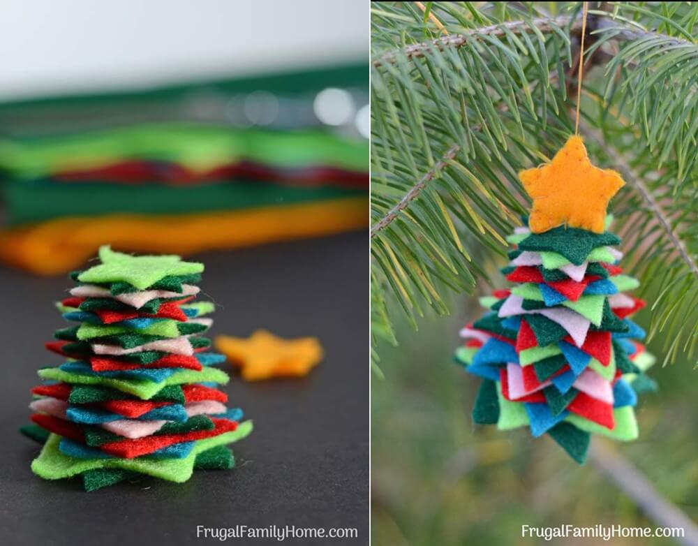 Stacked Felt Star Christmas Tree Ornaments 