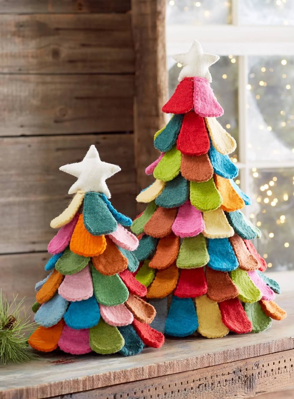 Rainbow Felt Petal Christmas Trees