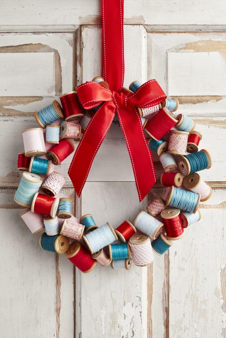 Thread Spool Christmas Wreath