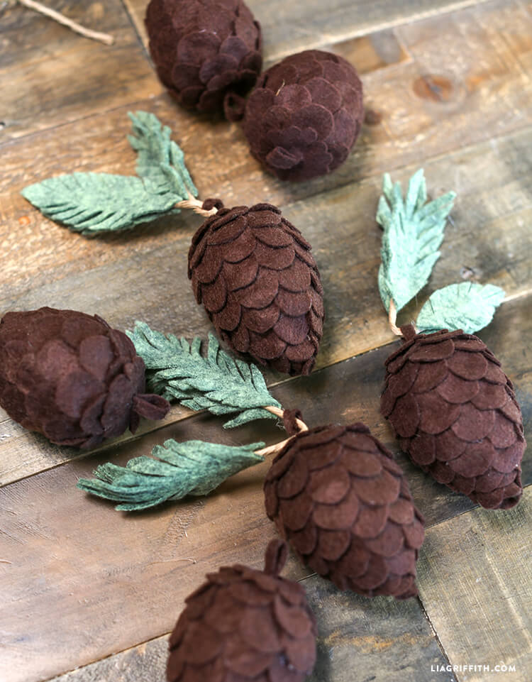 Felt Pine Cone Christmas Ornaments