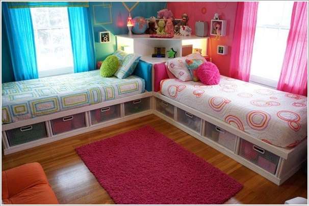 Storage Bins Under the Beds and Corner Space Shelf