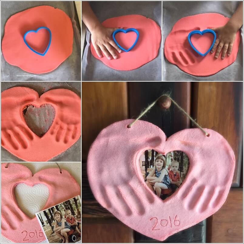 This Salt Dough Hands and Photo Heart Keepsake is Lovely