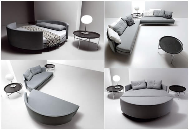 A Semi-circular Sectional Sofa That Converts into a Cozy Round Bed
