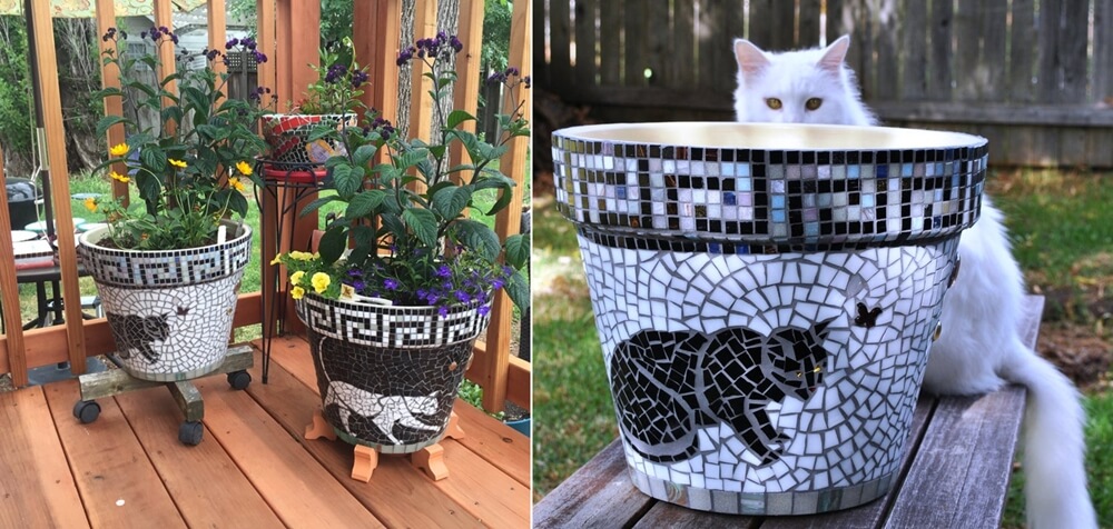 Give a Makeover to Your Terracotta Planters with Tile Pieces