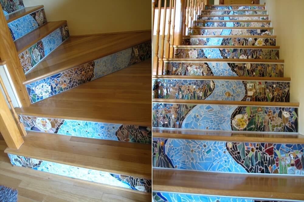 Reface Your Staircase by Covering The Risers in Mosaics