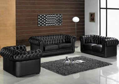Luxury-black-leather-living-room-furniture-set
