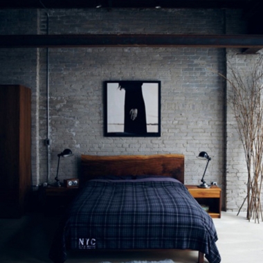 Artistic Brick Wall Bedroom