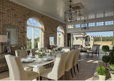 Classy Brick Wall Dining Room Design