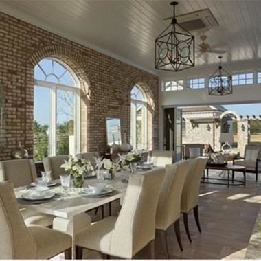 Classy Brick Wall Dining Room Design