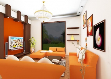 Modern Orange Living Room Design