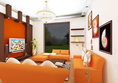 Modern Orange Living Room Design