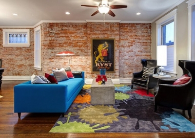 Stylish and Chick Living Room with brick wall design