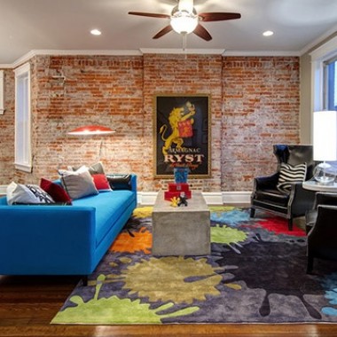 Stylish and Chick Living Room with brick wall design