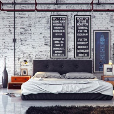 Contemporary and Stylish Bedroom with white brick walls