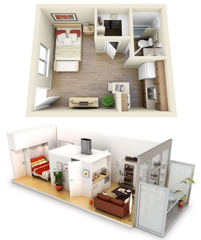 10 Ideas for One bedroom Apartment Floor Plans