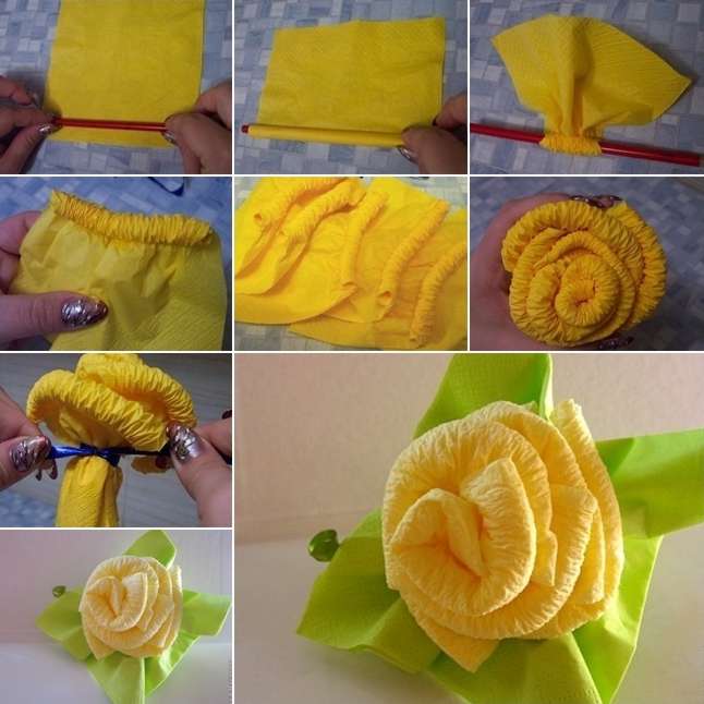 Beautiful Paper Napkin Roses to Decorate Your Dinner Table
