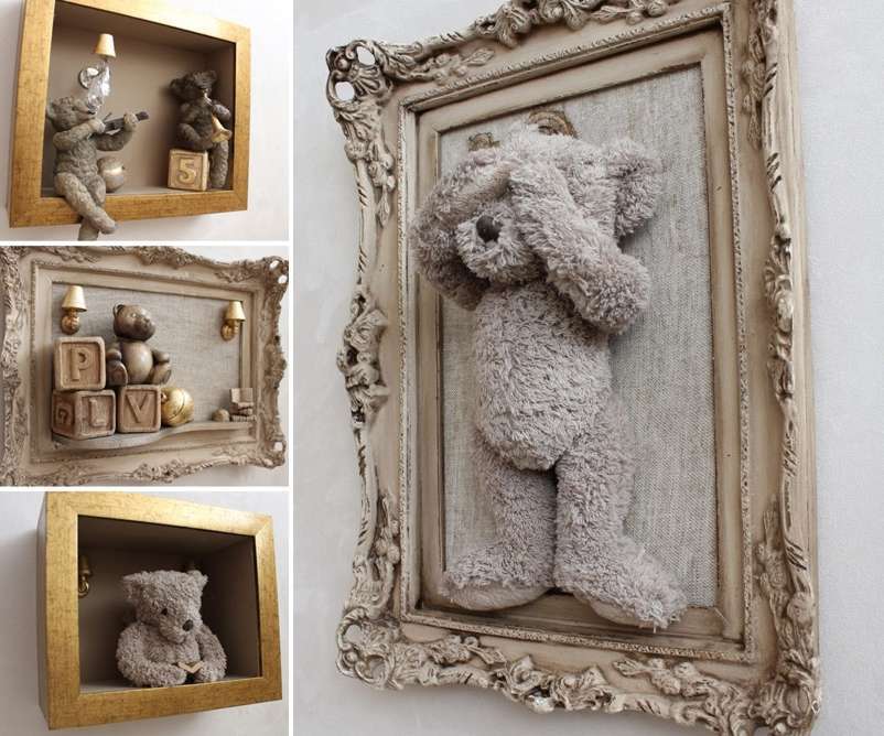 teddy bear holding picture frame